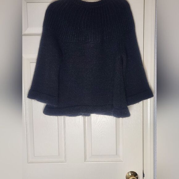 Silvia Novelli L Black WOOLALPACABlend 3/4SlvKnit Pockets Buttons WomenCardigan - Picture 8 of 10